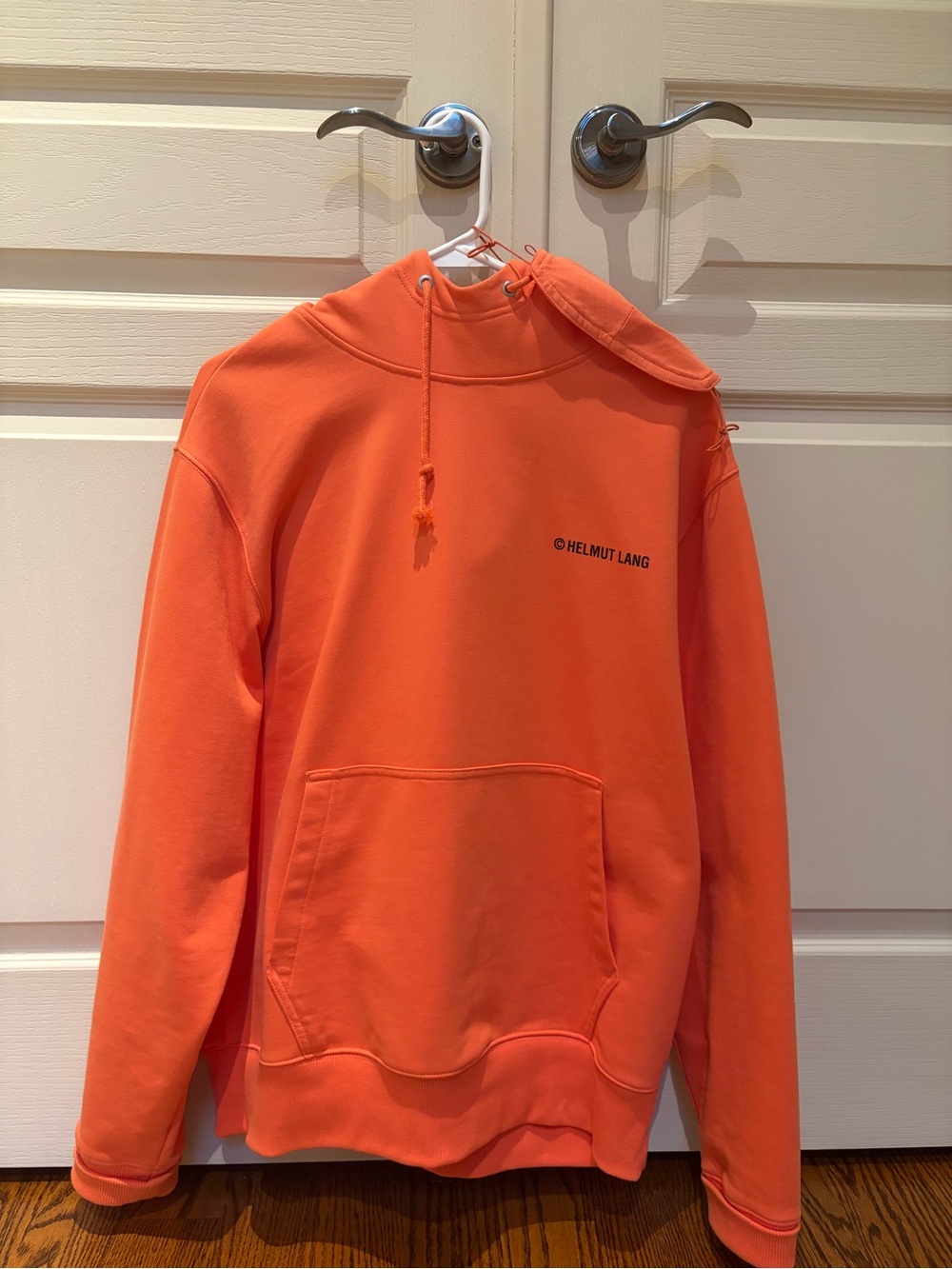 Helmut Lang Men's Orange Mask Hoodie in Medium